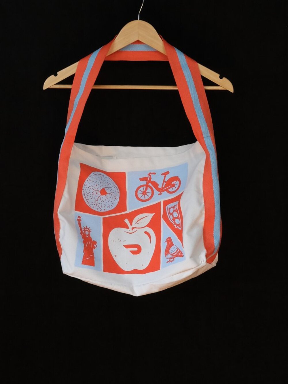 DoorDash Sling Grocery Bag NYC Canvas White Orange